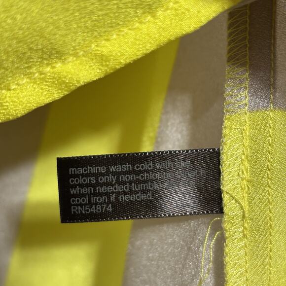 The Limited Yellow Tan Wide Rugby Stripe Semi Sheer Cap Sleeve Blouse Size Small - Picture 4 of 7